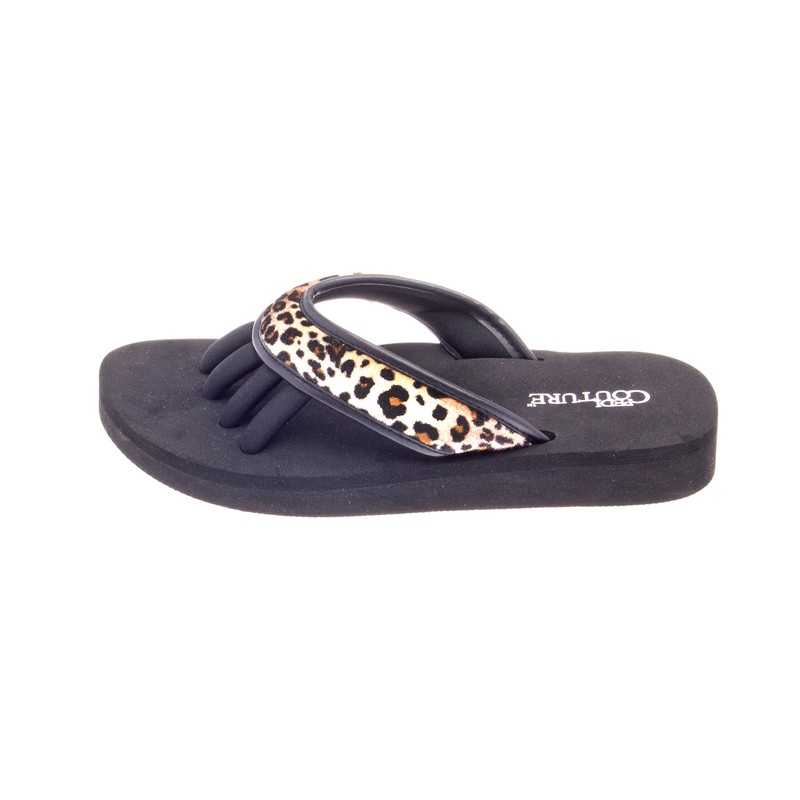 Pedi Couture SPA, pedicure, sandal, black with leopard look, M
