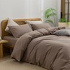 BESTOUCH Duvet Cover Set 100% Washed Cotton Linen Feel Super
