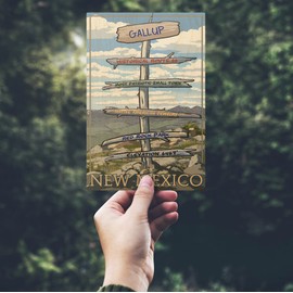 Gallup, New Mexico, Destination Signpost (4x6 Birch Wood Postcards, 2-Pack Stationary, Rustic Home Wall Decor)