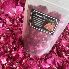 Dried Rose Petals 50g Natural Flower Petals Real Red Rose Petals for Bath Spa Foot Wedding Confetti Soap Making DIY Crafts Home Fragrance