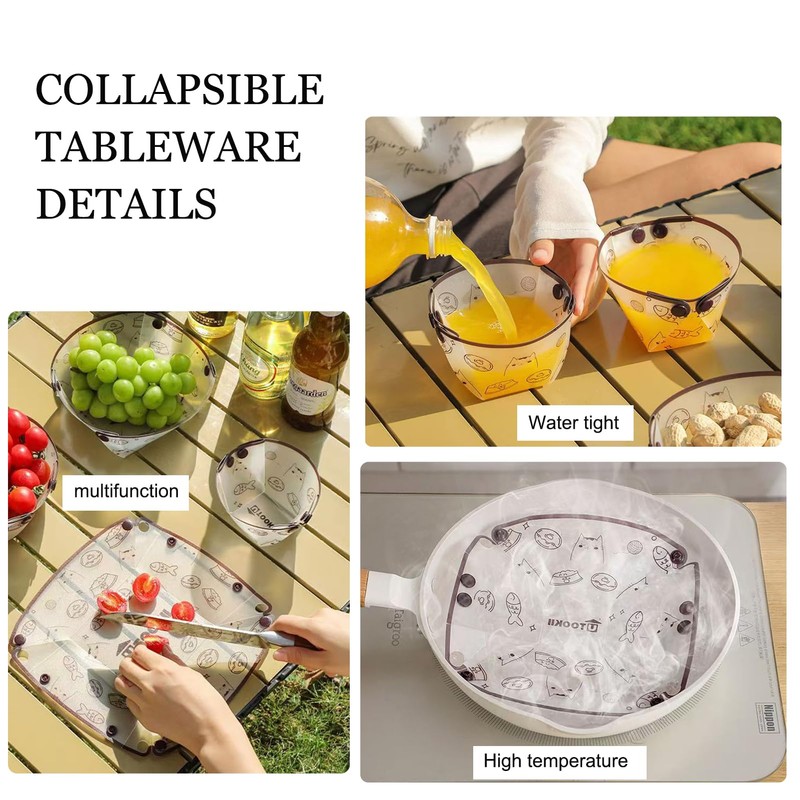 MIUPOO Collapsible Bowl Plate Cup Set, Portable Camping Tableware, Food