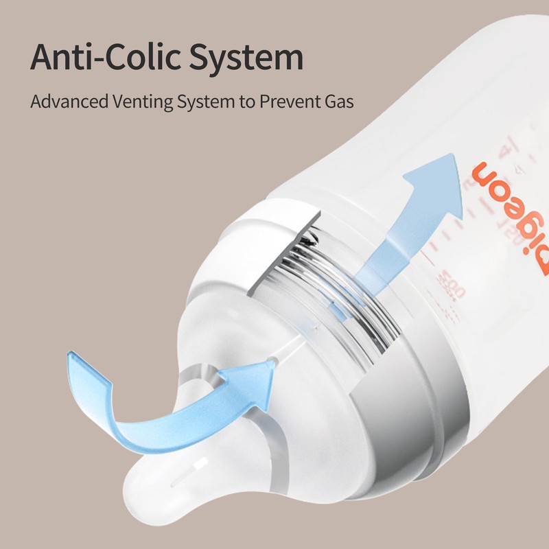 Pigeon PP Nursing Bottle Wide Neck, Anti-Colic, Streamlined Body, Natural