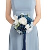 Ling's Moment Dsuty Blue Bridal Bouquet for Bride, Navy Blue