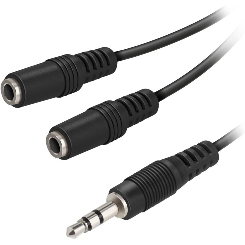 pluX Headphone Splitter, Double 3.5mm Headphone Jack Audio Splitter Cable