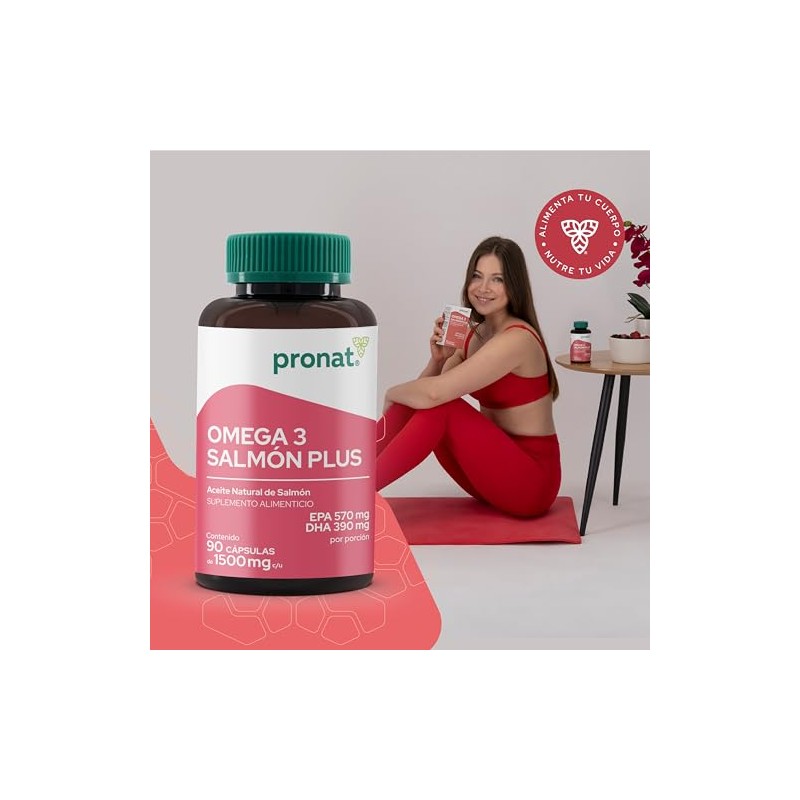 PRONAT Omega 3 Salmn Plus, Suplemento Alimenticio, 90 Cpsulas con