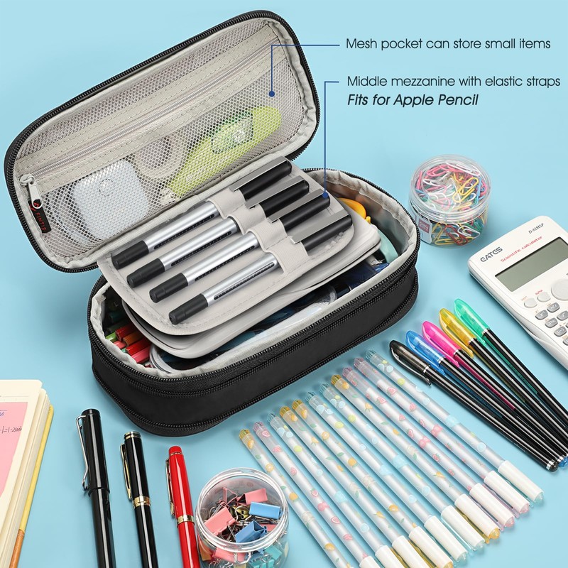 FINPAC Expandable Pencil Case, Large Capacity Pencil Box, Pen &
