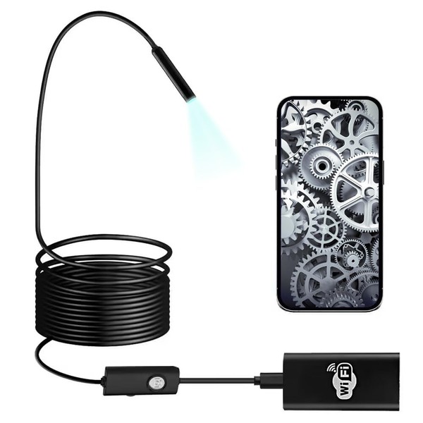 BEVA Endoscope Camera with Light, WiFi Endoscope HD 720P Endoscope Camera IP67 Waterproof Tube Camera Semi-Rigid Cable, Inspection Camera 2.0 Megapixels with 6 LEDs for Android and iOS, Tablet,