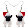 WEVENI Acrylic Christmas Hat Dog Earrings Dangle Drop Pet Jewelry