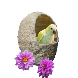 NeoNest Nido para Aves, Nido para agapornis en Jaulas Grandes, Decoracion del Hogar, para Jaulas Grandes, Artesanal, Nido Esferico, Casa de pajaros, Decoracion de jaulas Grandes (Beige, Grande)