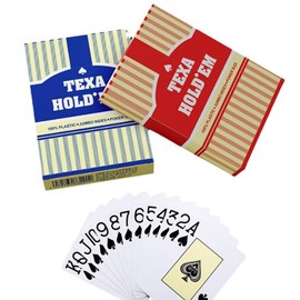 2 Decks of Plastic Playing Cards, Large Print Index Waterproof Poker Cards,Decks of Cards Bulk, Poker Size, Standard Index, for Blackjack, Euchre, Canasta Card Game,Blue & Red Back Pattern