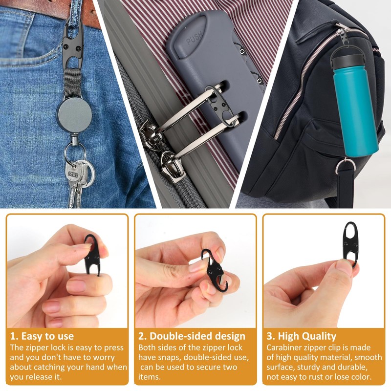 Phinus Lock Combo, Total 21PCS Clips Anti-Theft, S Shaped Zipper