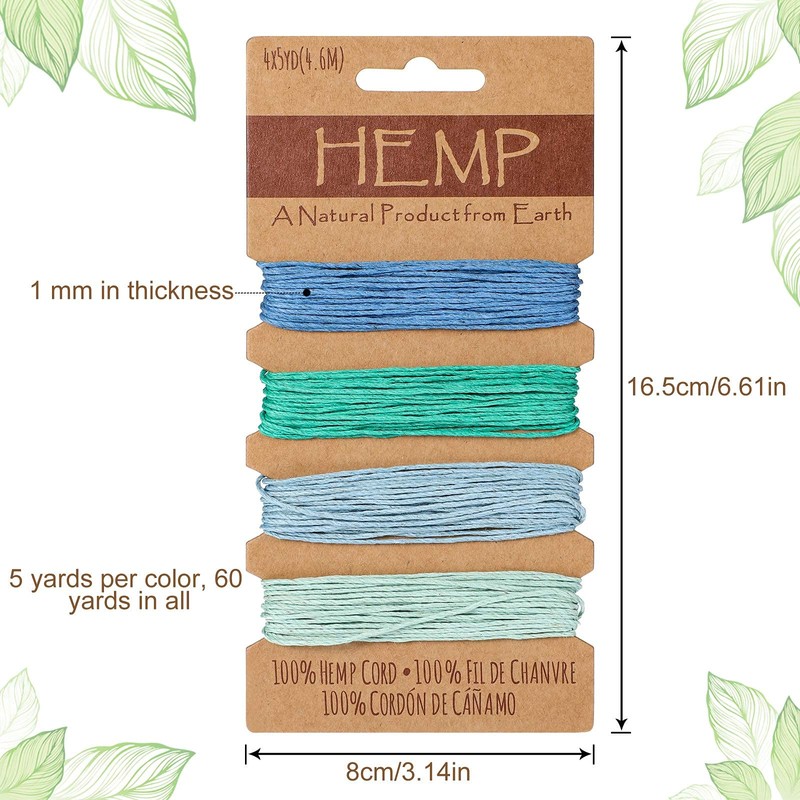 16 Colours Thread Cord Multicoloured Flax, Natural Rope for Crafts