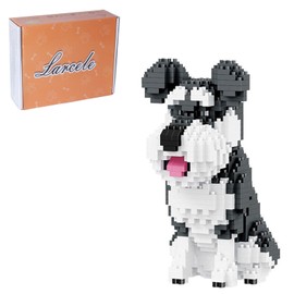 Larcele 934 Pieces Micro Building Blocks Toy Kit, Mini Animal Bricks Building Blocks Set KLJM-05 (Schnauzer) Reusable