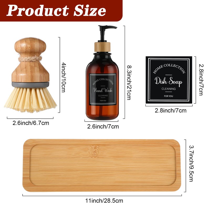 Zopeal 4 Pcs Kitchen Soap Dispenser Set 16 oz Dish
