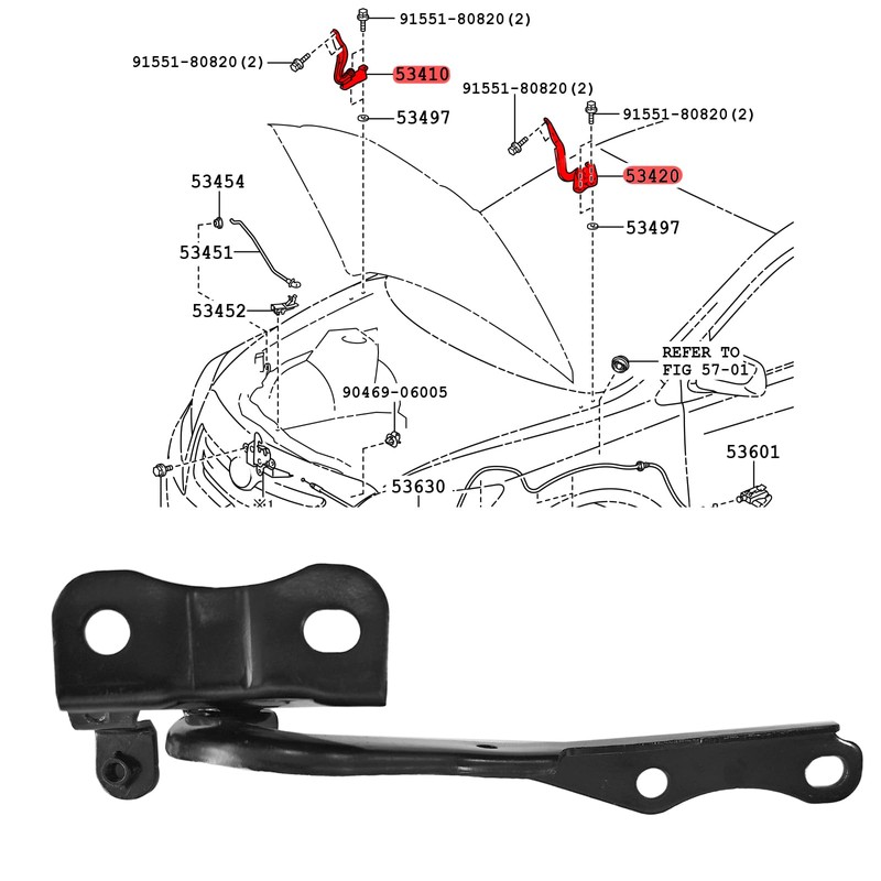 XUKEY 2pcs Hood Hinge Set Compatible with Toyota Corolla 2009-2013
