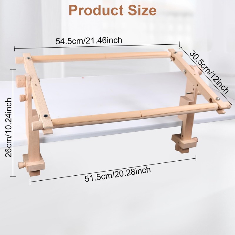 Simple Embroidery Frame and Embroidery Holder Combo Set，Beech Wood Fixable