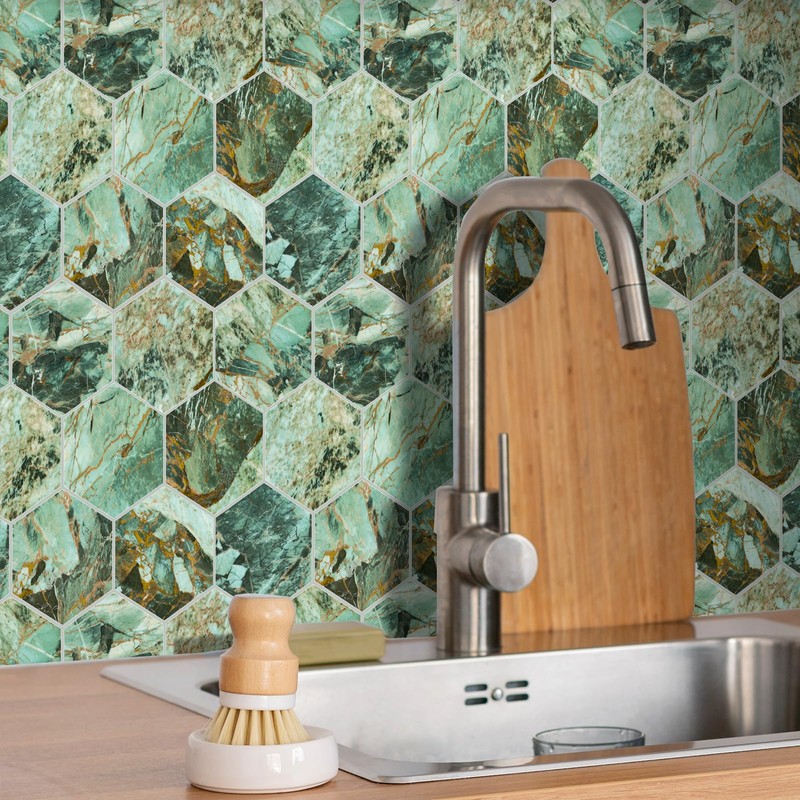 Miscasa Peel and Stick Marble Hexagon Tile – 6 Sheets