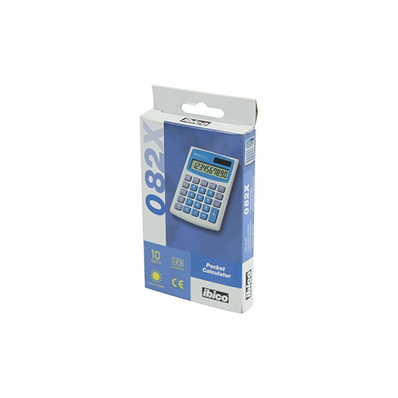 Rexel Ibico 082x Pocket Calculator Dual Power LCD Display (White/Blue)