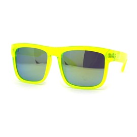 Kush Mens Neon Pop Horn Rim Sport Horned Sunglasses All Yellow