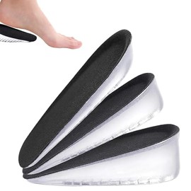 3 Pares Plantillas para Aumentar, Tres Efectos de Aumento de Altura, 1.5 cm, 2.5 cm y 3.5 cm, Amortiguación Invisible, Alivia el Dolor de Talón (Negro, Hombres)