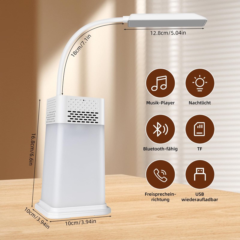 AGM LED Bedside Lamp, 1200 mAh Night Light with Bluetooth