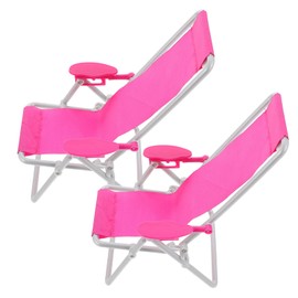 HEMOTON Pack of 2 Baby Chair Ornament Children's Toy Small Patio Furniture Miniature Chair Furniture Dollhouse Wooden Folding Chair Mini Chair Photo Prop Trolley Chaise Lounge Toy Chair