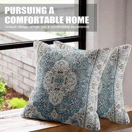 XPHZZL Pack of 2 Bohemian Style Linen Decorative Cushion Covers 50x50 cm Square Throw Pillow Covers 20x20 Inch Boho Style Pillowcases for Outdoor Home Decor Sofa Bedroom Car - Light Blue