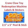 vendinglabels.com Crane Claw candy vending machine Labels Sticker Decal Price