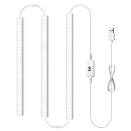 CHNMALITAI 5 V USB LED Kitchen Under-Unit Light, Pack of 3, 30 cm White Light Cabinet Light Strip with Touch Dimmer Switch for LED Cabinet Lighting