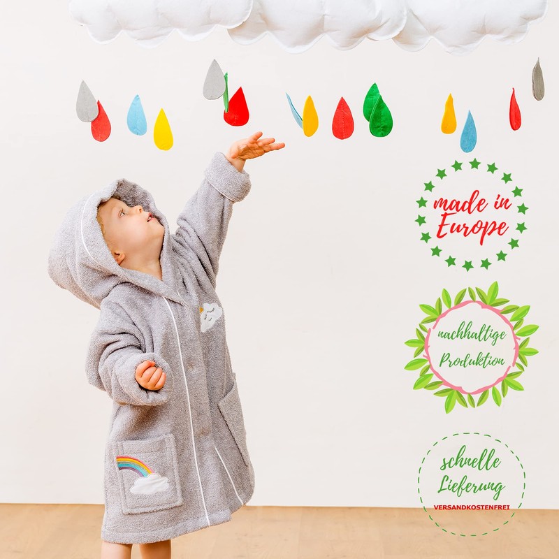 Smithy Bathrobe for Children, Girls, Boys, 100% Cotton Terry Towelling,