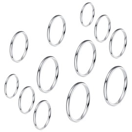 VELESAY Pack of 12 Stainless Steel Rings Stackable Knuckle Rings for Women 2 mm Thin Ankle Ring Midi Band Rings Stacking Rings Finger Rings Stainless Steel Ankle Rings Set Women's Jewellery, 不