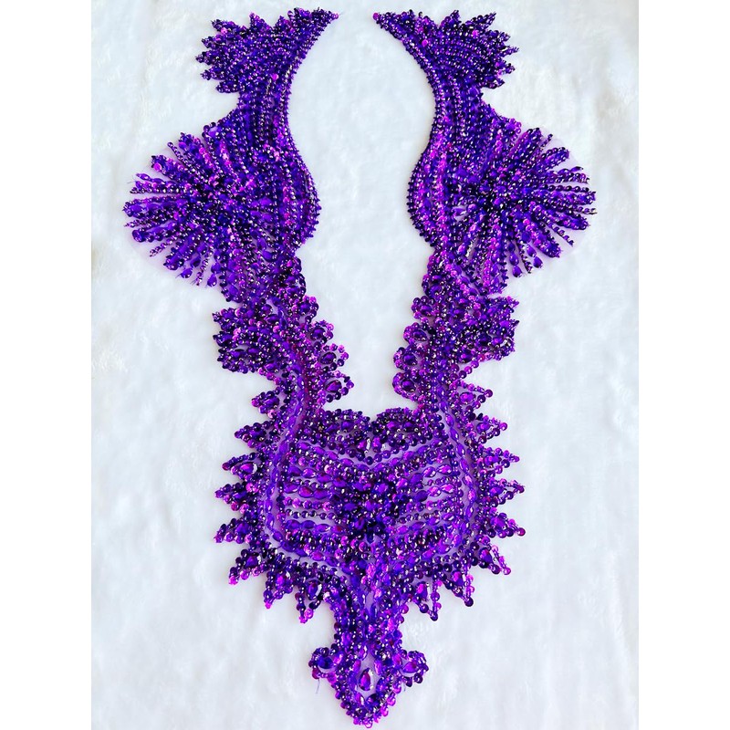 Handmade Crystal on lace Applique Sewing Rhinestones Beads Sequins Patches