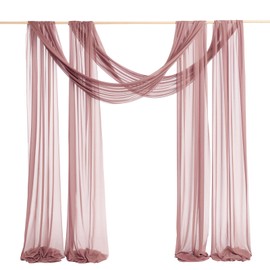 Ling's Moment 32Ft x 30" Extra Long Wrinkle-Free Wedding Arch Chiffon Draping Fabric Sheer Hanging Drapes, Red Mauve Curtain for Wedding Ceremony Reception Backdrop Party Home Garden Decorations