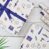 Fathers Day Gift Wrap Wrapping Paper with Ribbon and Stickers,