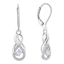 Starchenie Infinity Hoop Earrings, Women's Earrings 925 Silver, Dangling earrings with 3A Cubic Zirconia Birthstone for Women, Sterling Silver, Cubic Zirconia