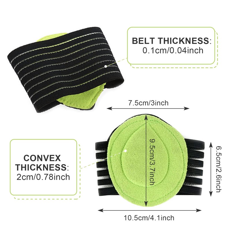 TSHAOUN 4 Pair Arch Support，Compression Cushioned Plantar Fasciitis Support，Relief Plantar