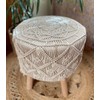 GURU SHOP Macrame Stool, Natural Boho Stool - Model 2,
