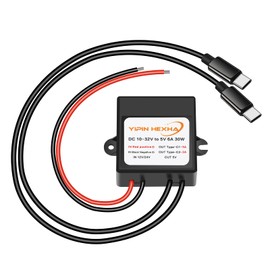 DC 12V/24V to 5V 6A 30W Dual Type-C USB C Converter DC Buck Charging Module Electric Step Down Power Adapter