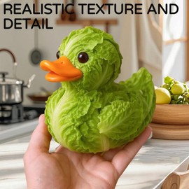TECHPLUS Vegetable Duck 3D Statue - Whimsical Garden Ornaments and Figurines, Resin Sculpture for Car Dashboard, Home, Office, Desktop, Kitchen Decoration, Novelty Gift (Green B)