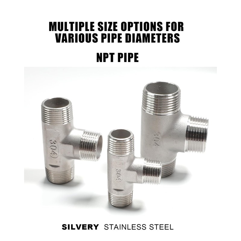AGUTEA 304 Stainless Steel 1” Tee Male NPT T Shape