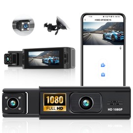 3 Channel Dash Cam WiFi FHD 1080P Car Camera,Full UHD Car Camera Front Rear Inside with WiFi APP Control for Cars,Dashcams with Night Vision,Loop Recording,WDR,G-Sensor,24H Parking Monitor