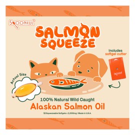 Spoonful Spoonful Salmon Squeeze - 100% Natural Wild-Caught Alaskan Salmon Oil – 2,000 mg Omega-3 Softgel, 10 Squeezeable Softgels | DHA, EPA & Natural Astaxanthin, Non-GMO, Sustainable, Made in USA (10)