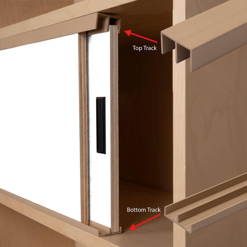 4 Ft. Long Beige Plastic Sliding Door Track Set for