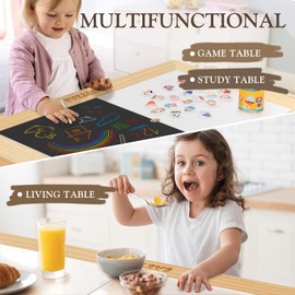 Easyego Kids' Sensory Table & Chair Set – Wooden Sand & Water Activity Table with Double-Sided Lid, Transparent & Game Board, Foldable Bin, Storage Box– Ideal Educational Gift (No Paper Roll Included)