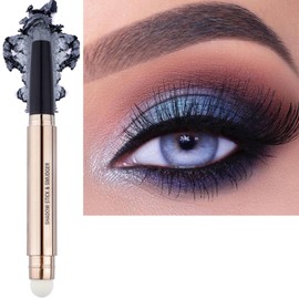 SAUBZEAN Silver Gray Eyeshadow Stick Makeup, Highlighter Matte Cream Eye Shadow Pencil, Waterproof Hypoallergenic Long Lasting Crayon, Glitter Primer Palette Shimmer Eyeliner Pen wiht Soft Brush