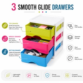 Mini 3 Drawer Desktop Storage Box for Makeup, Desk & Craft Supplies