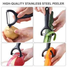 OYKEFAW Safe Mandoline Slicer for Kitchen, 5 in 1 Vegetable Chopper, French Fry Cutter For Potatoes, Potato Slicer,Food Chopper,Adjustable Thickness 0.1-8 mm, With Peeler/Cleaning Brush, Mandolin