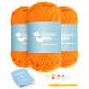 CROCHET BOX Yarn for Crocheting & Knitting - 3 PCS Orange Yarn, Yarn for Beginner, Easy to See Stitches, Won't Split, Ideal for Bag, Amigurumi, Keychain, Flower(165 Yards)