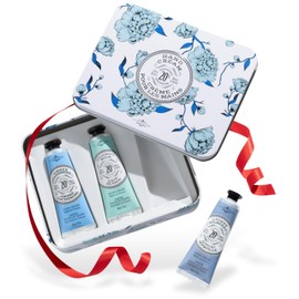 La Chatelaine Hand Cream Gift Set for Women, Ready-To-Gift Tin, Travel Size Natural Hand Lotion, Made in France with 20% Organic Shea Butter (Amber Cashmere, Coconut Milk, Lychee Bilberry or Shea)