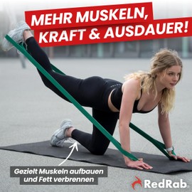RED RAB Fabric Fitness Band with Loops, 245 cm Long, Gymnastics Band for Resistance Bands, Strength Training, Tear-Resistant Fitness Bands, Resistance Bands, Elastic Band, Sport, Training Bands, Resistance Band